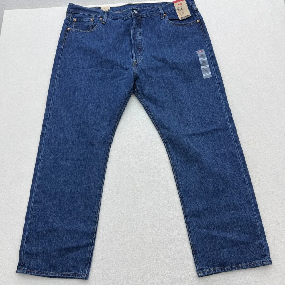 Levi's 501 Original Jeans Mens 44x30 Blue Straight Leg Button Fly Denim